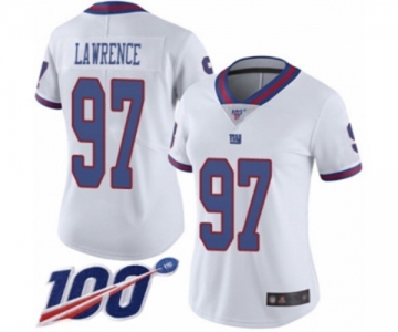 Women's New York Giants #97 Dexter Lawrence Limited White Rush Vapor Untouchable 100th Season Football Jersey