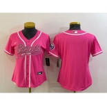 Women's New York Giants Blank Pink With Patch Cool Base Stitched Baseball Jersey