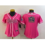 Women's New York Giants Pink Team Big Logo With Patch Cool Base Stitched Baseball Jersey