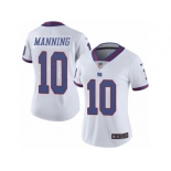 Women's Nike New York Giants #10 Eli Manning Limited White Rush NFL Jersey