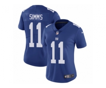 Women's Nike New York Giants #11 Phil Simms Vapor Untouchable Limited Royal Blue Team Color NFL Jersey