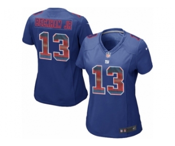 Women's Nike New York Giants #13 Odell Beckham Jr Limited Royal Blue Strobe NFL Jersey