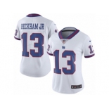 Women's Nike New York Giants #13 Odell Beckham Jr Limited White Rush NFL Jersey