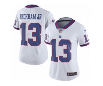 Women's Nike New York Giants #13 Odell Beckham Jr Limited White Rush NFL Jersey