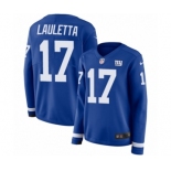 Women's Nike New York Giants #17 Kyle Lauletta Limited Royal Blue Therma Long Sleeve NFL Jersey