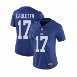 Women's Nike New York Giants #17 Kyle Lauletta Royal Blue Team Color Vapor Untouchable Limited Player NFL Jersey