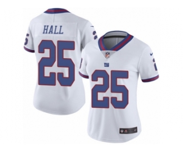 Women's Nike New York Giants #25 Leon Hall Limited White Rush NFL Jersey