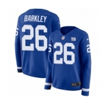 Women's Nike New York Giants #26 Saquon Barkley Limited Royal Blue Therma Long Sleeve NFL Jersey