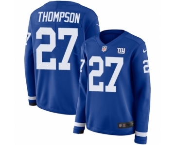 Women's Nike New York Giants #27 Darian Thompson Limited Royal Blue Therma Long Sleeve NFL Jersey