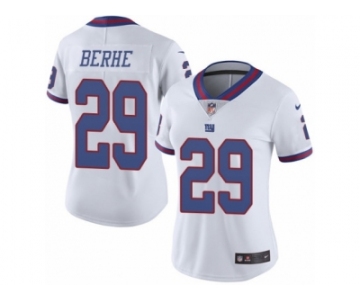 Women's Nike New York Giants #29 Nat Berhe Limited White Rush NFL Jersey