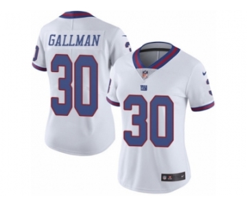 Women's Nike New York Giants #30 Wayne Gallman Limited White Rush NFL Jersey