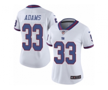 Women's Nike New York Giants #33 Andrew Adams Limited White Rush NFL Jersey