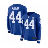 Women's Nike New York Giants #44 Doug Kotar Limited Royal Blue Therma Long Sleeve NFL Jersey