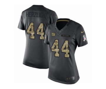 Women's Nike New York Giants #44 Mark Herzlich Limited Black 2016 Salute to Service NFL Jersey