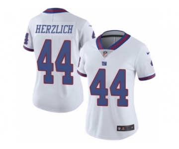 Women's Nike New York Giants #44 Mark Herzlich Limited White Rush NFL Jersey