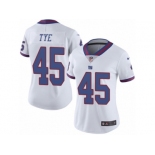 Women's Nike New York Giants #45 Will Tye Limited White Rush NFL Jersey