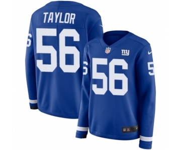 Women's Nike New York Giants #56 Lawrence Taylor Limited Royal Blue Therma Long Sleeve NFL Jersey