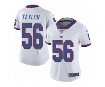 Women's Nike New York Giants #56 Lawrence Taylor Limited White Rush NFL Jersey