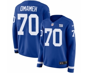 Women's Nike New York Giants #70 Patrick Omameh Limited Royal Blue Therma Long Sleeve NFL Jersey