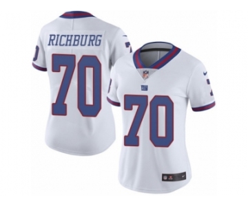 Women's Nike New York Giants #70 Weston Richburg Limited White Rush NFL Jersey