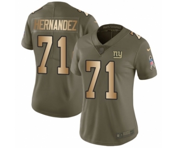 Women's Nike New York Giants #71 Will Hernandez Limited Olive Gold 2017 Salute to Service NFL Jersey