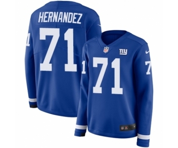 Women's Nike New York Giants #71 Will Hernandez Limited Royal Blue Therma Long Sleeve NFL Jersey