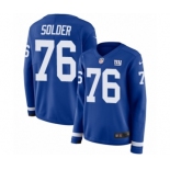 Women's Nike New York Giants #76 Nate Solder Limited Royal Blue Therma Long Sleeve NFL Jersey