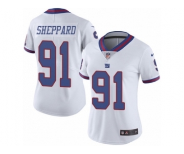 Women's Nike New York Giants #91 Kelvin Sheppard Limited White Rush NFL Jersey