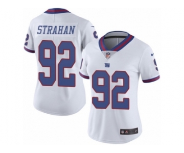 Women's Nike New York Giants #92 Michael Strahan Limited White Rush NFL Jersey