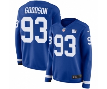 Women's Nike New York Giants #93 B.J. Goodson Limited Royal Blue Therma Long Sleeve NFL Jersey