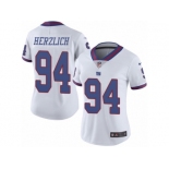 Women's Nike New York Giants #94 Mark Herzlich Limited White Rush NFL Jersey