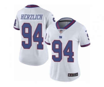 Women's Nike New York Giants #94 Mark Herzlich Limited White Rush NFL Jersey