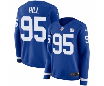 Women's Nike New York Giants #95 B.J. Hill Limited Royal Blue Therma Long Sleeve NFL Jersey