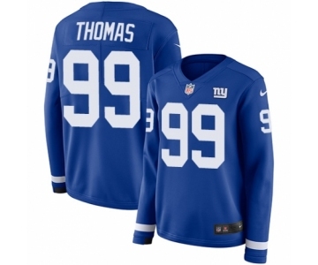 Women's Nike New York Giants #99 Robert Thomas Limited Royal Blue Therma Long Sleeve NFL Jersey