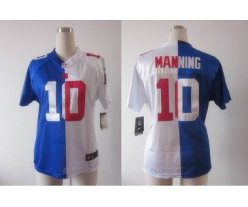 nike women nfl jerseys new york giants #10 manning white-blue[Elite split]