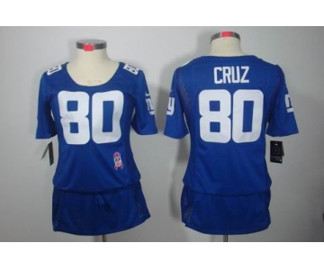 nike women nfl jerseys new york giants #80 cruz blue[breast cancer awareness]