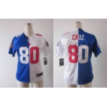 nike women nfl jerseys new york giants #80 cruz white-blue[Elite split]