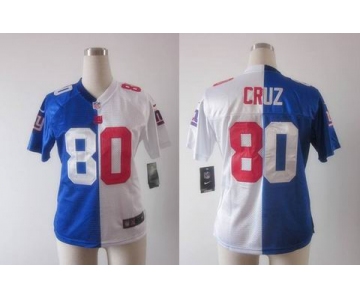 nike women nfl jerseys new york giants #80 cruz white-blue[Elite split]