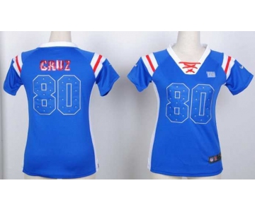 nike women nfl jerseys new york giants #80 victor cruz blue[fashion Rhinestone sequins]