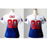 nike women nfl jerseys new york giants #80 victor cruz white-blue[nike drift fashion][second version]