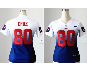 nike women nfl jerseys new york giants #80 victor cruz white-blue[nike drift fashion][second version]