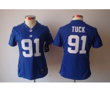 nike women nfl jerseys new york giants #91 tuck blue[nike limited]