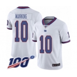 Youth New York Giants #10 Eli Manning Limited White Rush Vapor Untouchable 100th Season Football Jersey