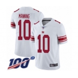 Youth New York Giants #10 Eli Manning White Vapor Untouchable Limited Player 100th Season Football Jersey