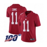 Youth New York Giants #11 Phil Simms Red Limited Red Inverted Legend 100th Season Football Jersey