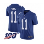 Youth New York Giants #11 Phil Simms Royal Blue Team Color Vapor Untouchable Limited Player 100th Season Football Jersey