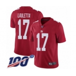 Youth New York Giants #17 Kyle Lauletta Red Limited Red Inverted Legend 100th Season Football Jersey