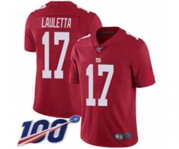 Youth New York Giants #17 Kyle Lauletta Red Limited Red Inverted Legend 100th Season Football Jersey