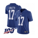 Youth New York Giants #17 Kyle Lauletta Royal Blue Team Color Vapor Untouchable Limited Player 100th Season Football Jersey