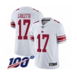 Youth New York Giants #17 Kyle Lauletta White Vapor Untouchable Limited Player 100th Season Football Jersey